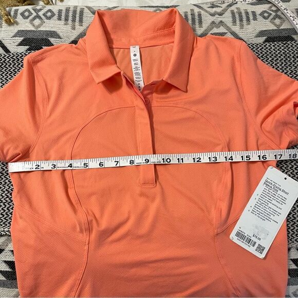 Lululemon Quick-Drying Short Sleeve Polo Shirt Sunny Coral/Orange Sz-S NWT! - Picture 8 of 9